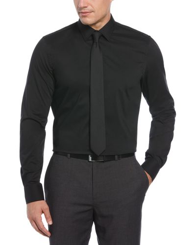 Perry Ellis Tech + Stretch Cotton Blend Dress Shirt - Black