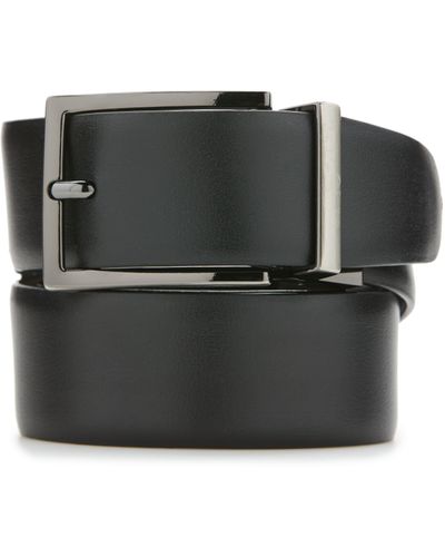 Perry Ellis Wavy Leather Belt, Size Large, Regular - Black