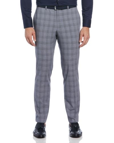 Perry Ellis Slim Fit Plaid Suit Pant - Blue