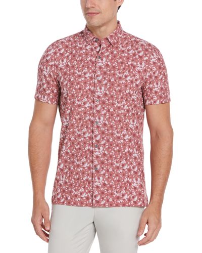 Perry Ellis Total Stretch Slim Fit Ditsy Floral Shirt - Red