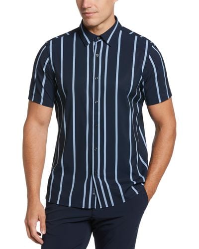 Perry Ellis Slim Fit Vertical Stripe Total Stretch Shirt - Blue