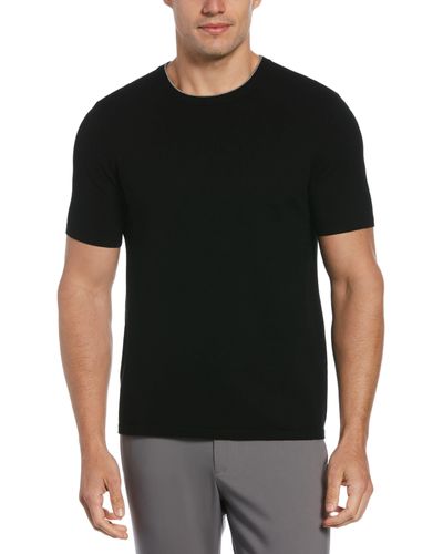 Perry Ellis Tech Knit Sweater T-Shirt - Black