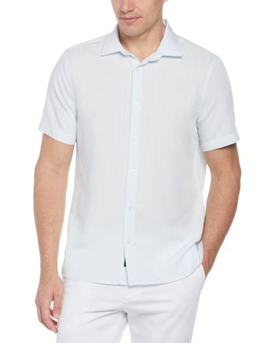 Perry Ellis Dobby Sateen Stripe Shirt - White