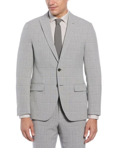 Perry Ellis Slim Fit Windowpane Suit Jacket - Gray