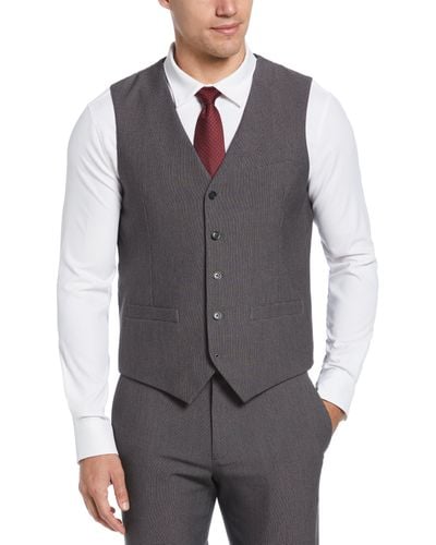 Perry Ellis Micro Houndstooth Stretch Suit Vest - Gray