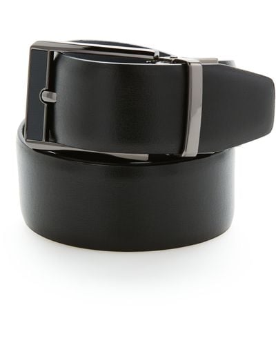 Perry Ellis Carbon Leather Reversible Belt - Black