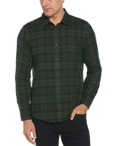 Perry Ellis Bold Check Plaid Flannel Shirt - Green