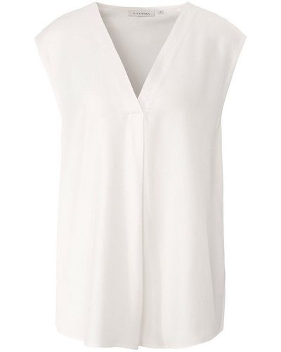 Eterna Ärmellose bluse mit v-auschnitt, , gr. 42, viskose - Weiß