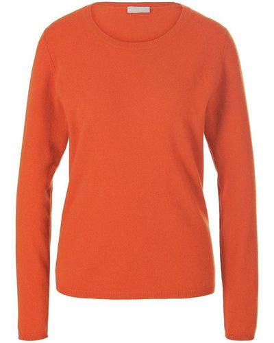 include Rundhals-pullover aus schurwolle und kaschmir, , gr. 46, schurwolle - Orange