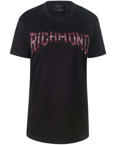 John Richmond Rundhals-shirt, , gr. 36, baumwolle - Schwarz
