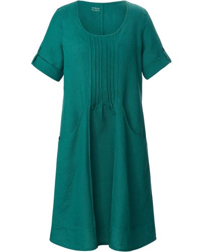 Anna Aura Kleid aus 100% leinen 3/4-arm - Grün