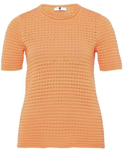 Anna Aura Rundhals-pullover mit 1/2-arm, , gr. 40, baumwolle - Orange