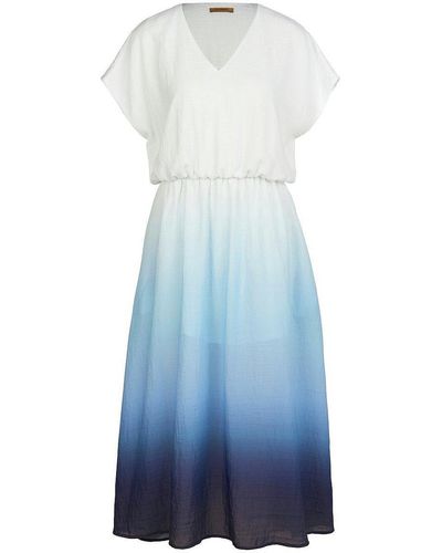 tRUE STANDARD Kleid mit überschnittener schulter, , gr. 44, viskose - Blau