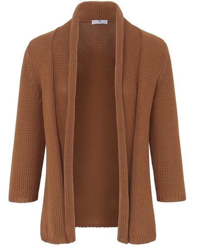 Peter Hahn Cardigan mit 3/4-arm, , gr. 40, baumwolle - Braun