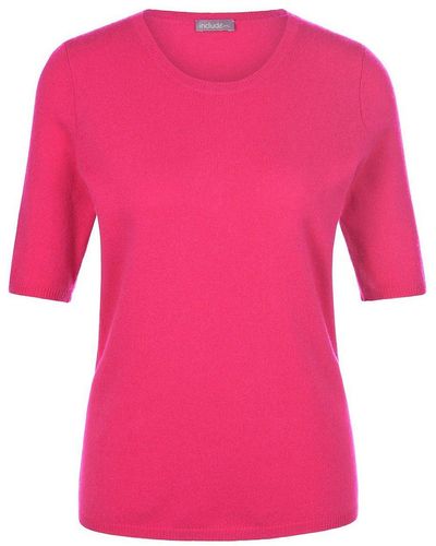 include Rundhals-pullover aus schurwolle und kaschmir, , gr. 40, schurwolle - Pink