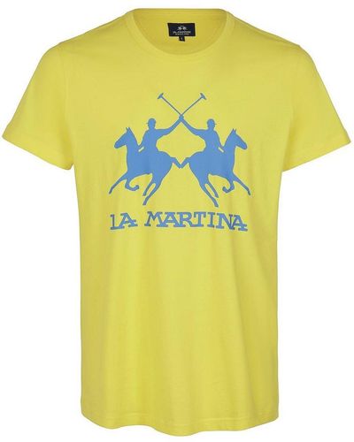 La Martina Rundhals-shirt 1/2-arm - Gelb