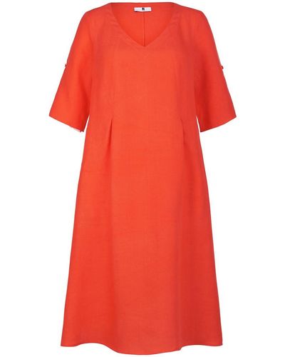 Anna Aura Kleid 3/4-arm aus 100% leinen - Rot