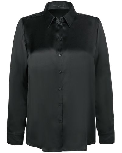 Emilia Lay Long-bluse aus 100% seide - Schwarz