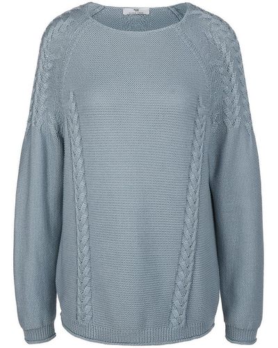 Peter Hahn Rundhals-pullover, , gr. 36, baumwolle - Blau