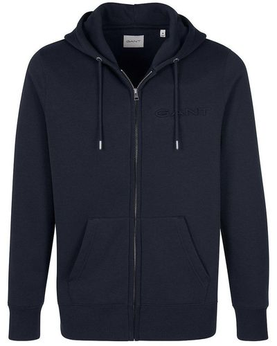 GANT Sweatshirt embossed full zip hoodie - Blau