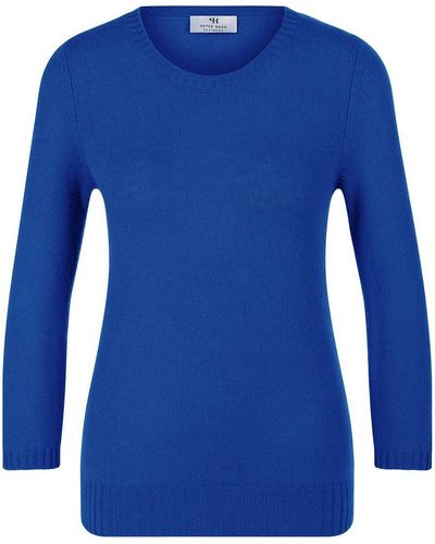 Peter Hahn Rundhals-pullover aus 100% premium-kaschmir - Blau