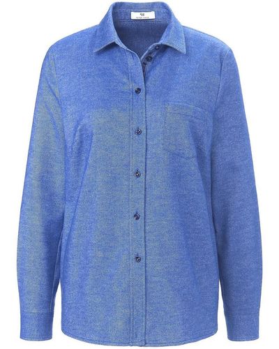 Peter Hahn Bluse mit hemdkragen, , gr. 40, baumwolle - Blau