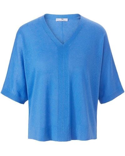Peter Hahn V-pullover im oversized-style, , gr. 50, baumwolle - Blau