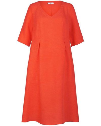 Anna Aura Kleid mit 3/4-arm aus 100% leinen, , gr. 40, leinen - Rot