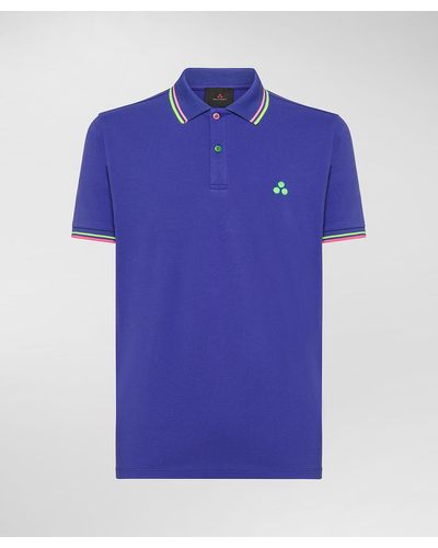 Peuterey Poloshirt in Piquet mit fluoreszierenden Details - Blau