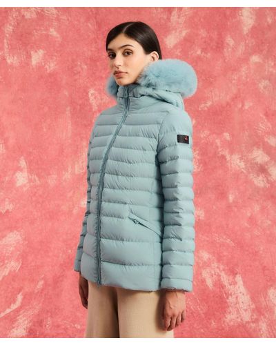 Peuterey Slim-Daunenjacke mit Pelz - Blau