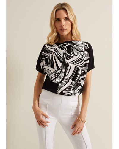 Phase Eight 's Lyra Woven Front Print Top - Natural