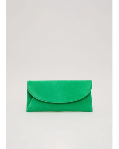 Phase Eight 's Suede Clutch Bag - Green