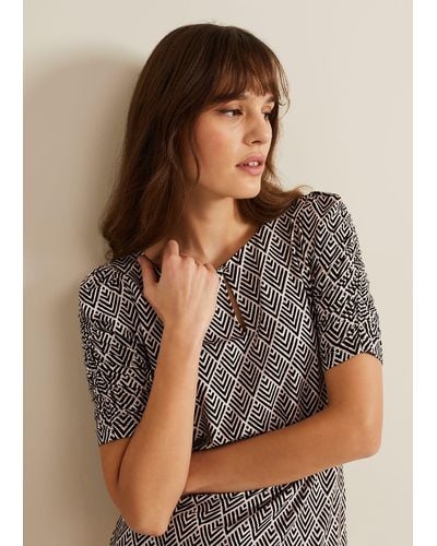Phase Eight 's Evelyn Geo Print Top - Grey