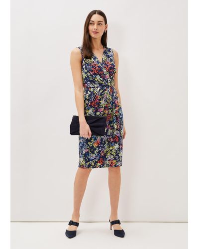 Phase Eight 's Fenella Floral Jersey Dress - Blue