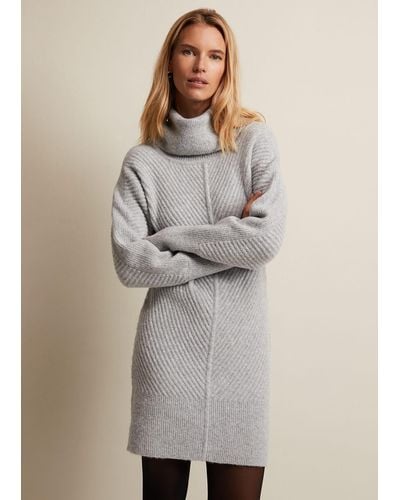 Phase Eight 's Fillipa Grey Knitted Tunic Mini Dress