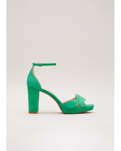 Phase Eight 's Suede Crossover Platform Sandal - Green
