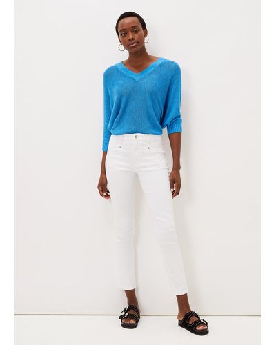 Phase Eight 's Hailee Topstitch Skinny Jeans Long - Blue