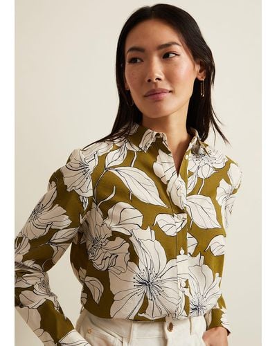 Phase Eight 's Lena Linear Floral Shirt - Brown