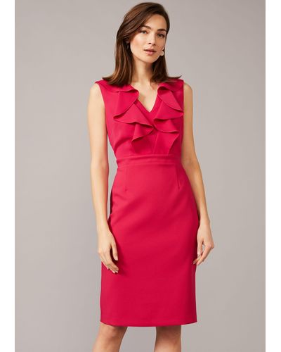 Phase Eight 's Linda Frill Fitted Dress - Red