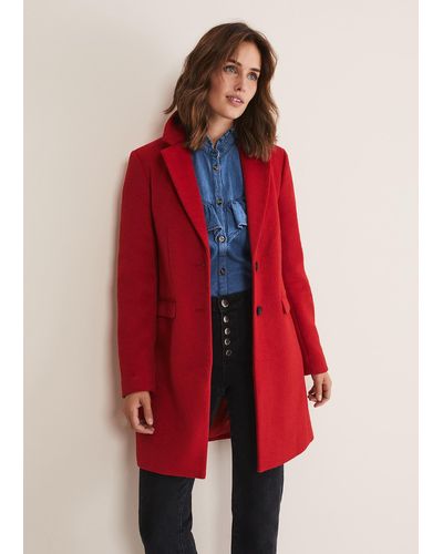 Phase Eight 's Lydia Red Wool Smart Coat