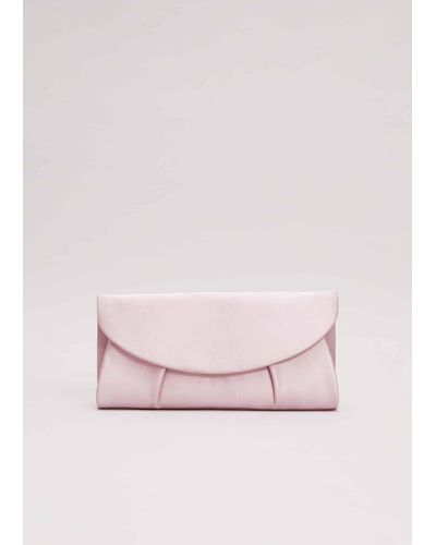 Phase Eight 's Pleat Satin Clutch Bag - Pink