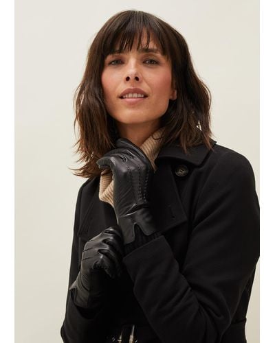 Phase Eight 's Marie Leather Gloves - Black