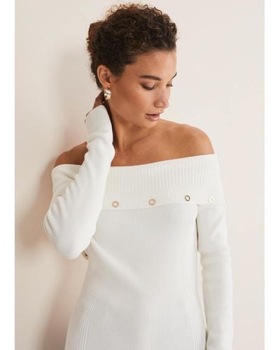 Phase Eight 's Mirelle Bardot Embellished Knit - White