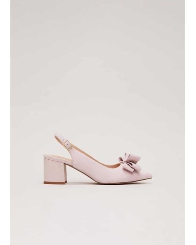 Phase Eight 's Bow Front Block Heel Shoes - Pink