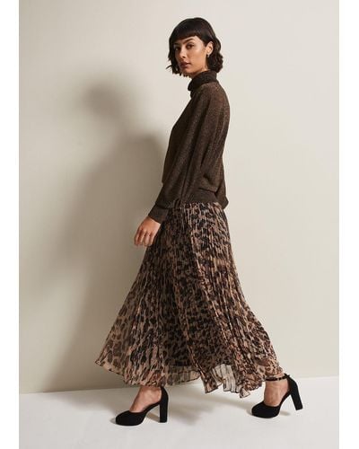 Phase Eight 's Lesia Leopard Pleated Maxi Skirt - Natural