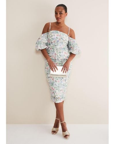 Phase Eight 's Stevie Floral Bodycon Midi Dress - Natural