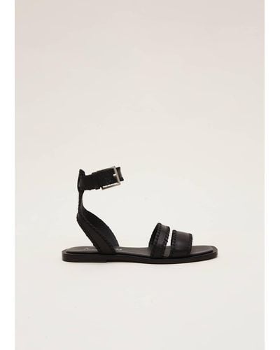 Phase Eight 's Black Leather Flat Sandals
