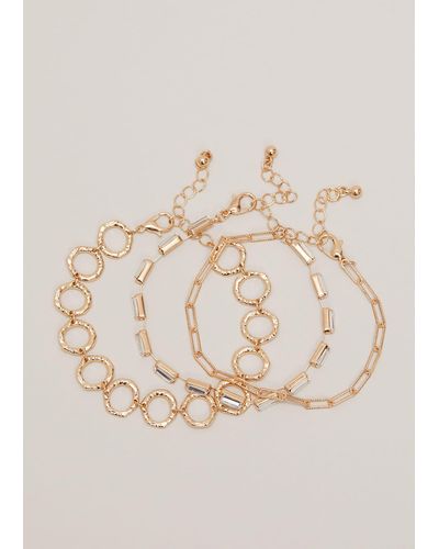 Phase Eight 's Circle Chain And Crystal Bracelet Set - Natural