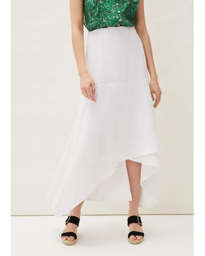 Phase Eight 's Phoebe Faux Wrap Linen Skirt - White