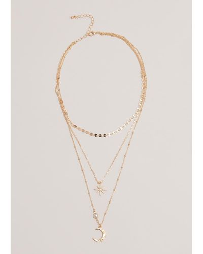 Phase Eight 's Moon And Star Layered Necklace - White